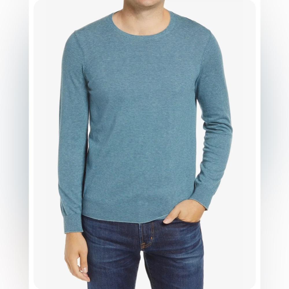 Bonobos NWT Feder Stripe Topaz 100% cotton light sweater/shirt SzXL